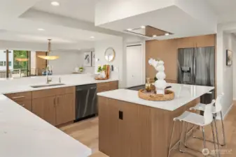Huge chef's kitchen with custom built-ins