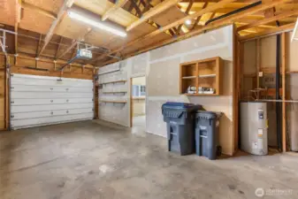 One of the two parking spaces in garage