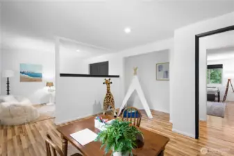 One of two versatile flex rooms that provide ample space for guests, hobbies or extra sleeping quarters. This one is set up as a kids room with attached play area.