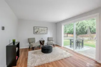 Entertainment, workout, home office anyone? This room offers space for whichever works best for you while being steps away from the backyard oasis!