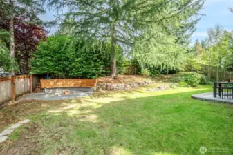 Side yard, firepit, and patio entertaining
