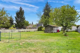 Fully fenced, room for garden space, create RV space on the side, build a shop.  So many opportunities with a flat lot on a 1/4 acr.