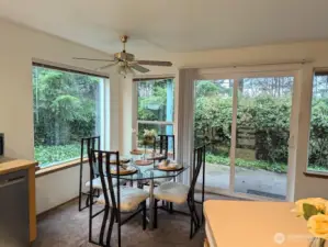 Dining area with the privacy of trees around it.