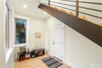 Mudroom entry offers plenty of room to remove and stow boots & gear.