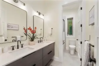 Upper Floor Full Bathroom, with privacy water closet & shower/tub.