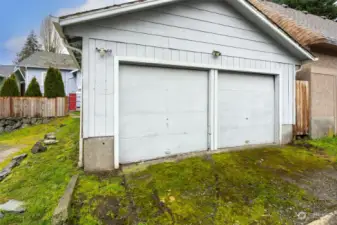 Two car detached garage.