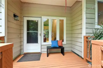 This inviting front porch welcomes you home.
