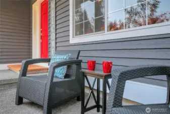 Enjoy sitting on your front porch while enjoying your favorite beverage.