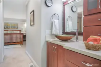 The primary bathroom is conveniently located.
