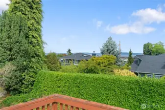Partial views of Puget Sound and the mountains beyond from the second floor.
