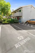 Assigned parking stall #52 conveniently near unit.