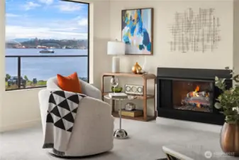 A gas fireplace warms the cool evenings with a push of a button...