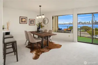 The spacious dining room can handle your largest dinner parties as well as intimate dinners for two.