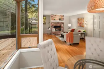 Your kitchen boast new Quartz counters, stainless appliances, tons of storage, seating, and a tranquil forested outlook.