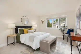 Three additional bedrooms and a full bath are thoughtfully positioned on the upper level. Bedroom #2.