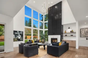 Dramatic two-story  vaulted foyer & great room