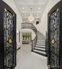 Custom iron double door entry