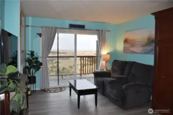 Great Room with hide-a-bed, fireplace, and incredible ocean views.