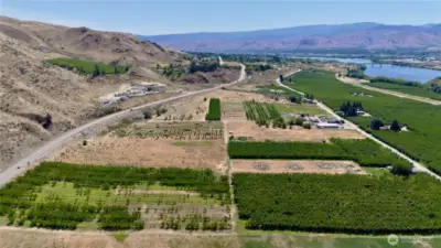 Looking down river over the large parcels for sale.  View is looking south with Wenatchee in the immediate distance