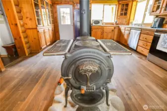 Pot Belly Stove in the Kitchen