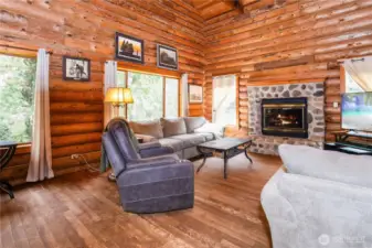 Living Room with Wood Fireplace