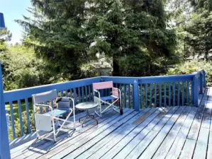 Big deck overlooking the gorgeous front yard