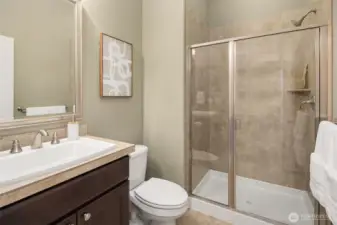 3/4 bath just outside the Guest Suite on the main level.