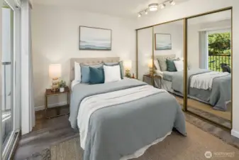 This bedroom also has ample closet space.