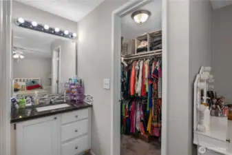 Primary Vanity and walk in closet