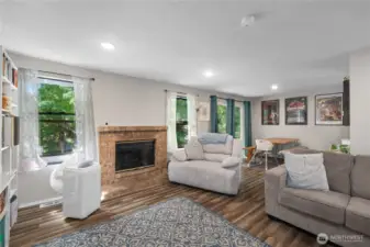 Living room and fireplace