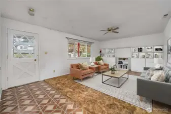 Virtually staged living room.