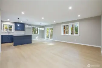 View of the dining area and sliding glass door out to the covered back patio.