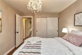 View of the 2nd bedroom into the hallway.