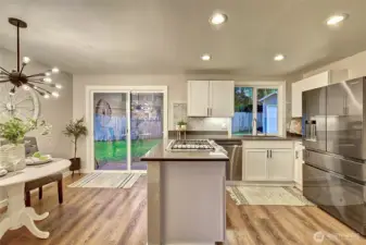 View of the kitchen from the living room.