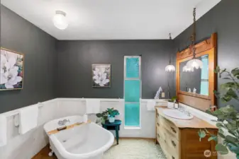 The second bathroom beside the second bedroom.