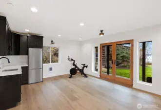 Extra heated finished space in the garage.