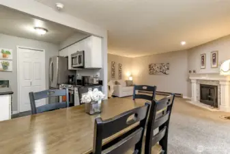 Open layout kitchen, dining, and living space designed for easy entertaining and everyday comfort.