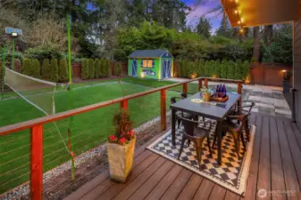 lighted sports court—ideal for evening games and outdoor fun.