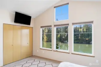 Views and plenty of light in the primary bedroom