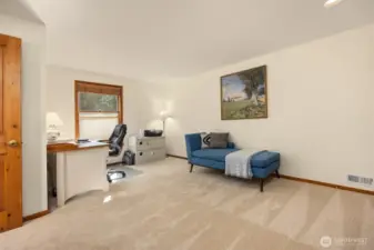 The second upper level bedroom is very spacious and is currently used as a home office. Lots of closet space.