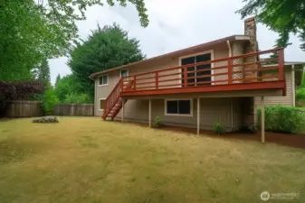 Nice view of the backyard and deck.
