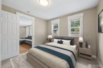 First of 4 bedrooms! This one is right off the living room. Virtually staged.