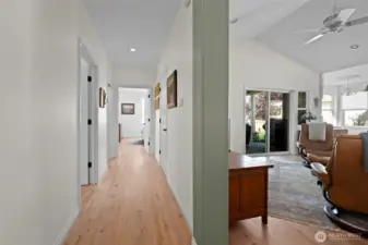 This home features wide hallways and wide doors.