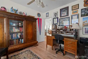 This bedroom currently serves as an office.