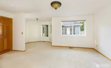 Master bedroom showing alcove seating area.