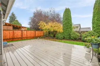 Large entertaining sized deck.Composite decking for carefree use.
