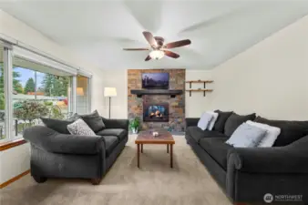 Cozy double-sided gas fireplace