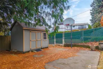 Garden shed & sports court