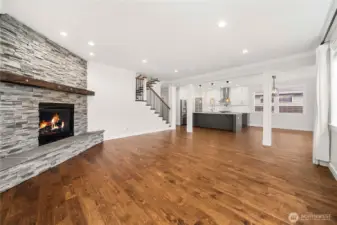 Large gas fireplace