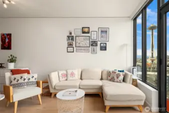 Livingroom with sound, mountain , space needle and lake view